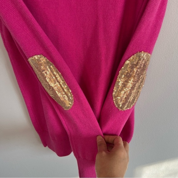 Banana Republic Cotton Angora Blend Crew Neck Sweater Sz S Pink Barbie Sequins - Picture 5 of 9